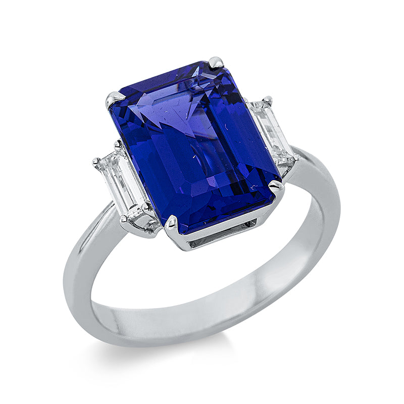 Ring mit Tansanit  aus 750/-18 Karat Weißgold mit 2 Diamanten 0