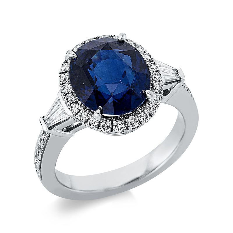 Ring mit Saphir  aus 750/-18 Karat Weißgold mit 41 Diamanten 0