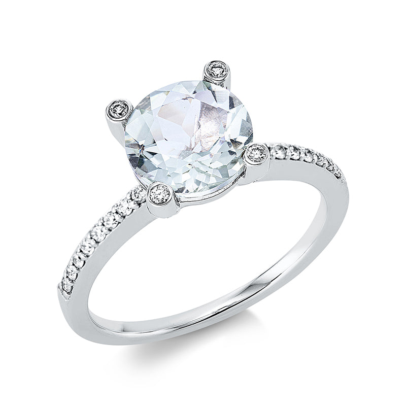 Ring mit Amethyst  aus 750/-18 Karat Weißgold mit 36 Diamanten 0