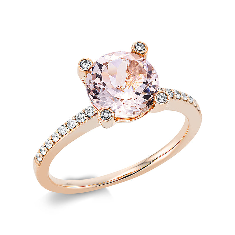 Ring mit Morganit  aus 750/-18 Karat Rotgold mit 36 Diamanten 0