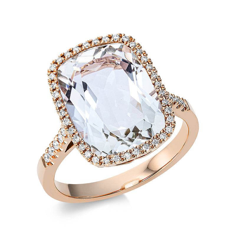 Ring mit Amethyst  aus 750/-18 Karat Rotgold mit 50 Diamanten 0