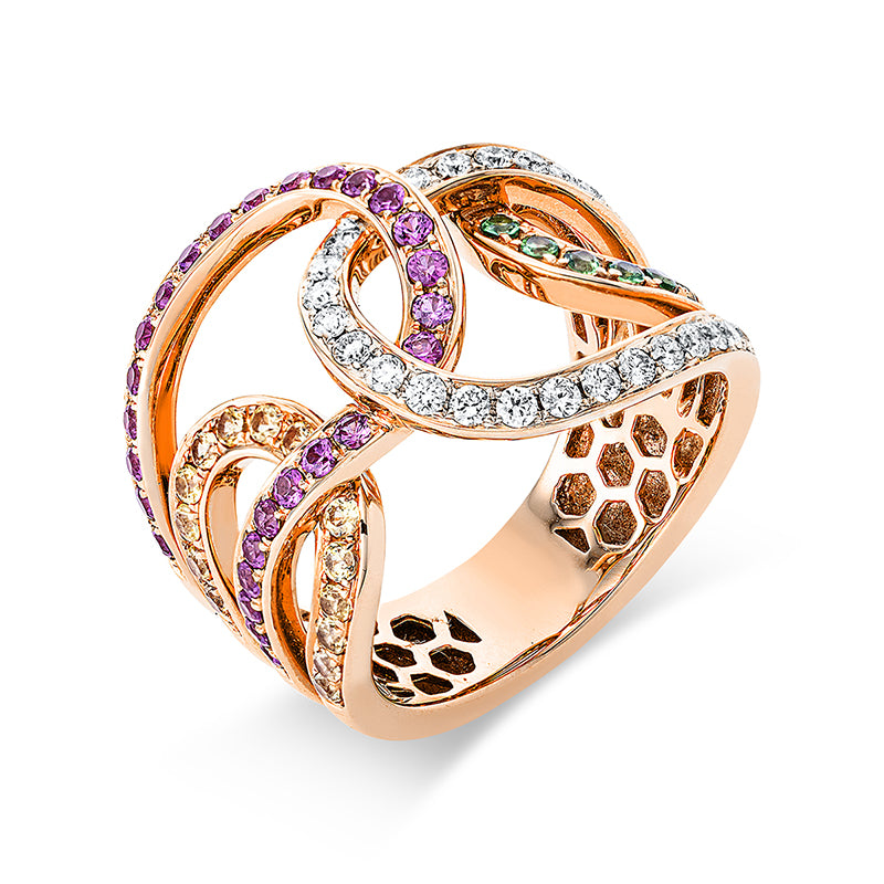 Ring mit Tsavorith  aus 750/-18 Karat Rotgold / Weißgold mit 27 Diamanten 0