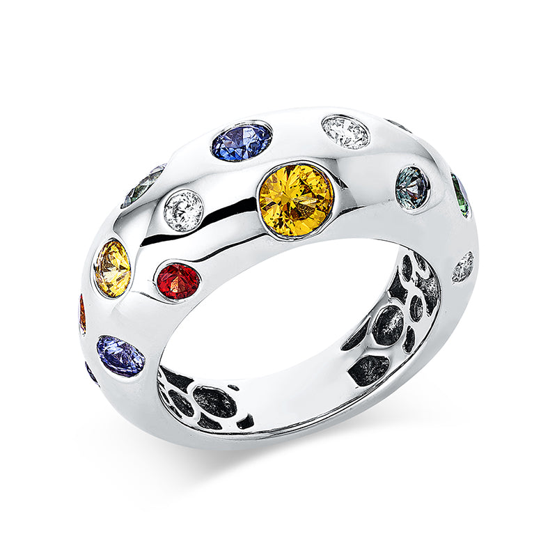 Ring mit Saphir  aus 750/-18 Karat Weißgold mit 4 Diamanten 0