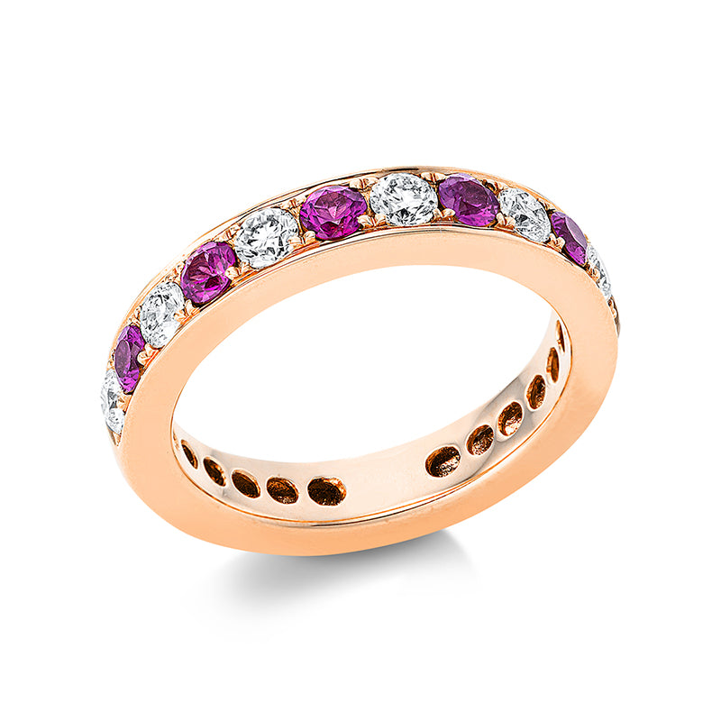 Ring mit Rubin  aus 750/-18 Karat Rotgold mit 6 Diamanten 0