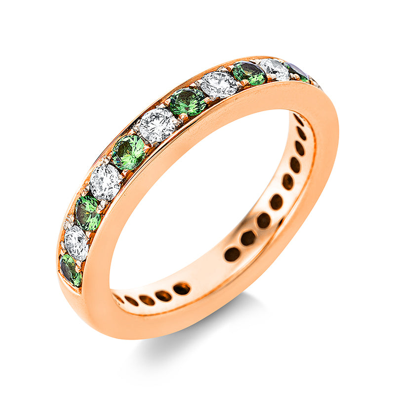 Ring mit Tsavorith  aus 750/-18 Karat Rotgold / Weißgold mit 7 Diamanten 0