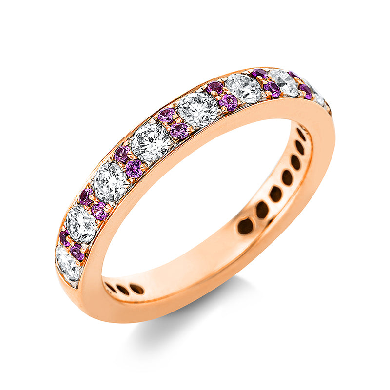 Ring mit Saphir  aus 750/-18 Karat Rotgold / Weißgold mit 9 Diamanten 0