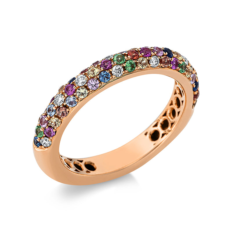 Ring mit Saphir  aus 750/-18 Karat Rotgold mit 10 Diamanten 0