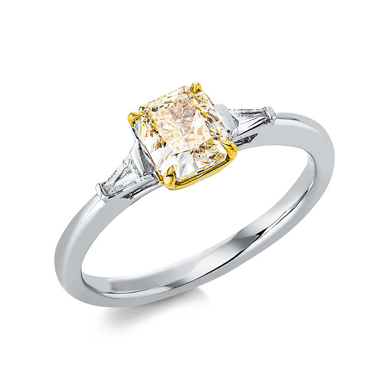 Ring    aus 750/-18 Karat Weißgold / Gelbgold mit 3 Diamanten 1