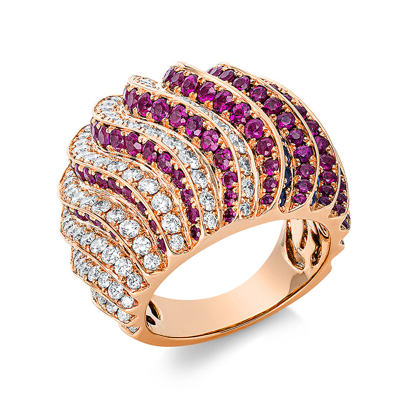 Ring mit Rubin  aus 750/-18 Karat Gelbgold mit 87 Diamanten 1