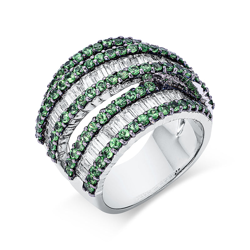 Ring mit Tsavorith  aus 750/-18 Karat Weißgold mit 73 Diamanten 1