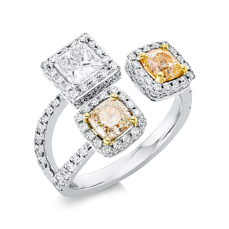 Ring    aus 750/-18 Karat Weißgold / Gelbgold mit 123 Diamanten 2