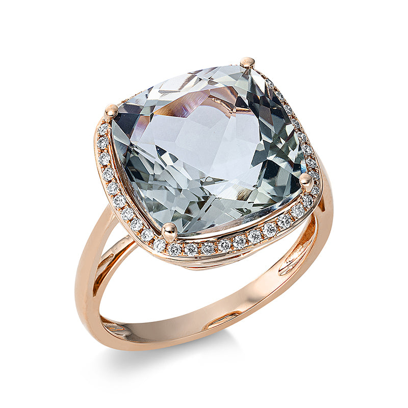 Ring mit Amethyst  aus 750/-18 Karat Rotgold mit 40 Diamanten 0