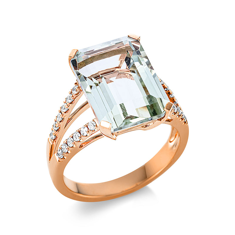 Ring mit Amethyst  aus 750/-18 Karat Rotgold mit 24 Diamanten 0