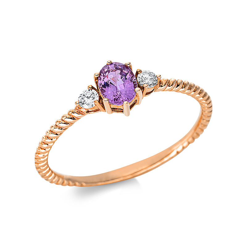 Ring mit Saphir  aus 750/-18 Karat Rotgold mit 2 Diamanten 0