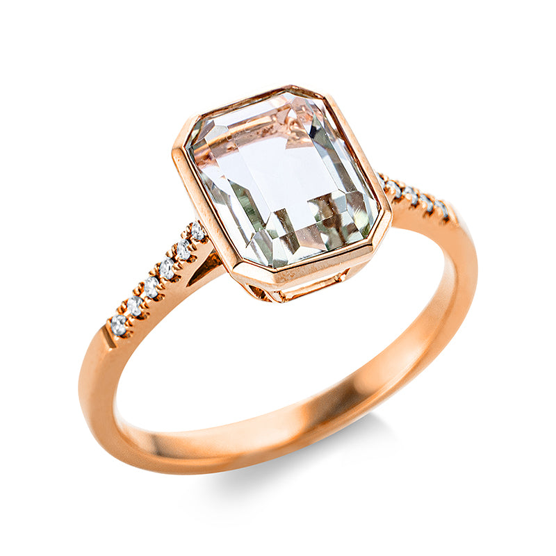 Ring mit Amethyst  aus 750/-18 Karat Rotgold mit 12 Diamanten 0