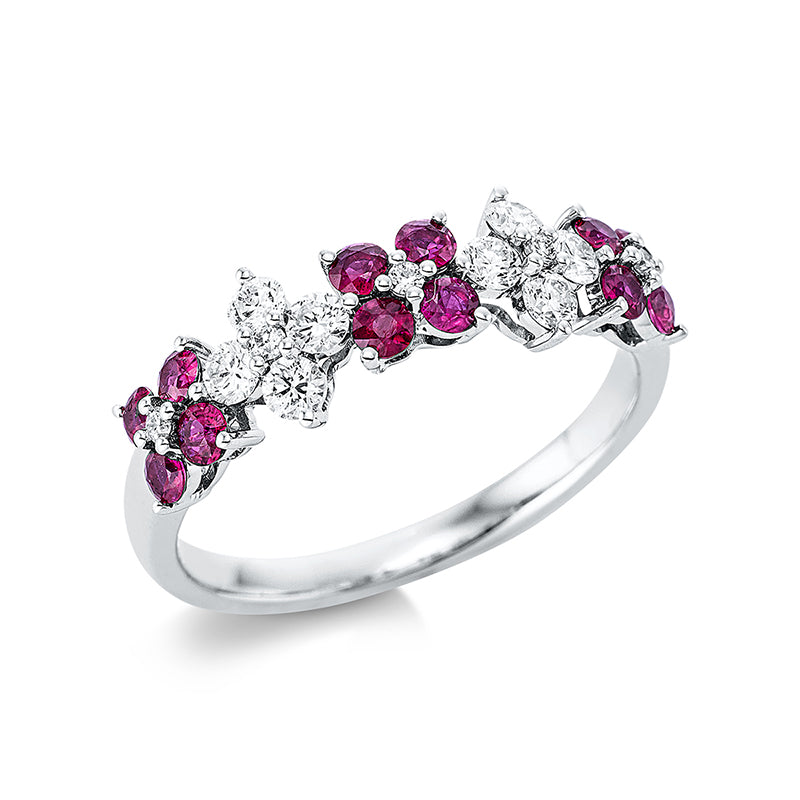 Ring mit Rubin  aus 750/-18 Karat Weißgold mit 13 Diamanten 0