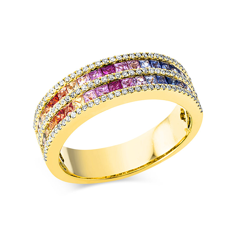 Ring mit Saphir  aus 750/-18 Karat Gelbgold mit 111 Diamanten 0