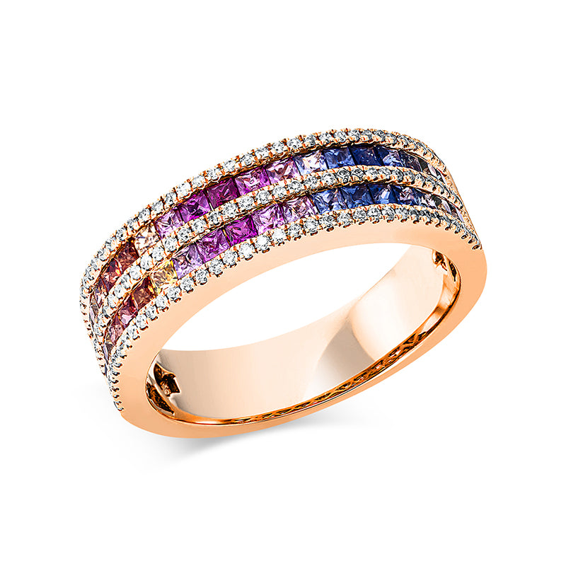 Ring mit Saphir  aus 750/-18 Karat Rotgold mit 111 Diamanten 0