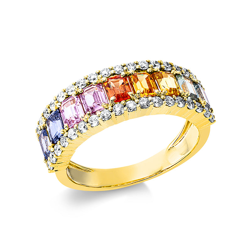 Ring mit Saphir  aus 750/-18 Karat Gelbgold mit 36 Diamanten 0