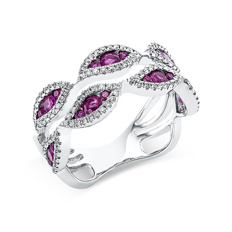 Ring mit Rubin  aus 750/-18 Karat Weißgold mit 134 Diamanten 0