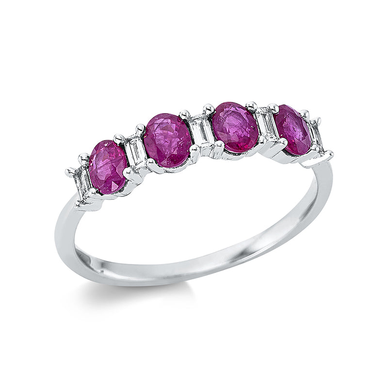 Ring mit Rubin  aus 750/-18 Karat Weißgold mit 5 Diamanten 0