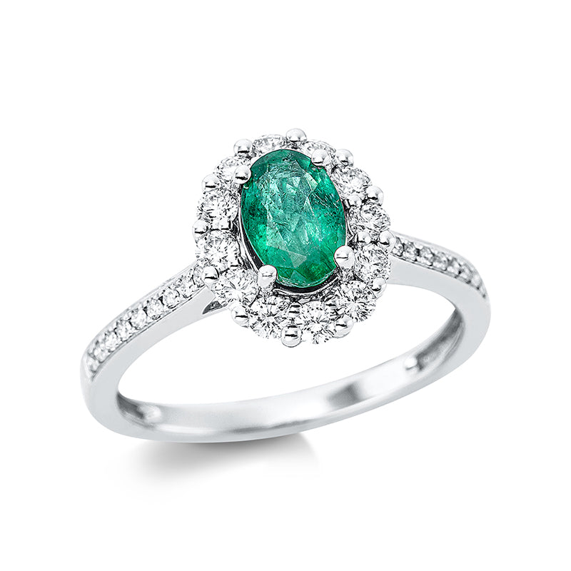 Ring aus Gold mit Diamanten mit Smaragd - 1CM54