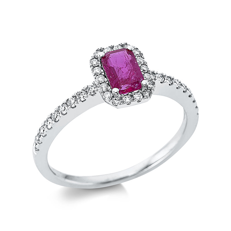 Ring mit Rubin  aus 750/-18 Karat Weißgold mit 36 Diamanten 0
