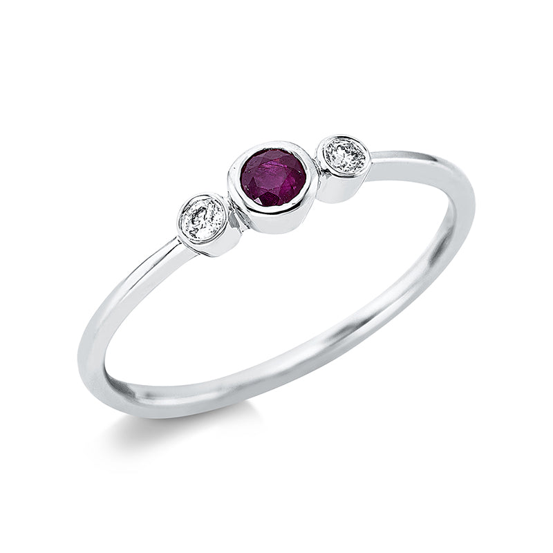 Ring mit Rubin  aus 750/-18 Karat Weißgold mit 2 Diamanten 0