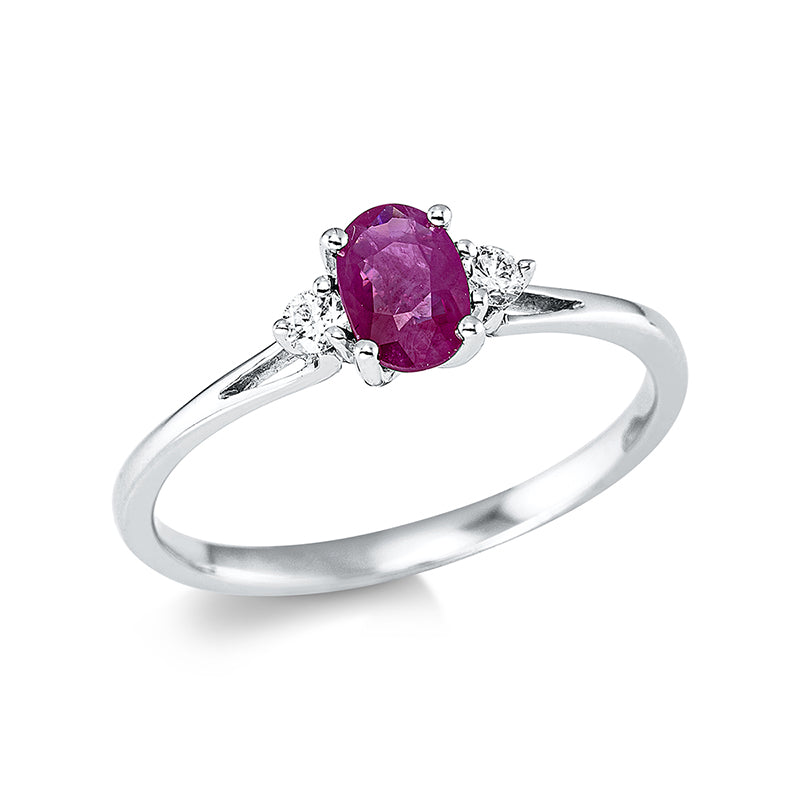 Ring mit Rubin  aus 750/-18 Karat Weißgold mit 2 Diamanten 0