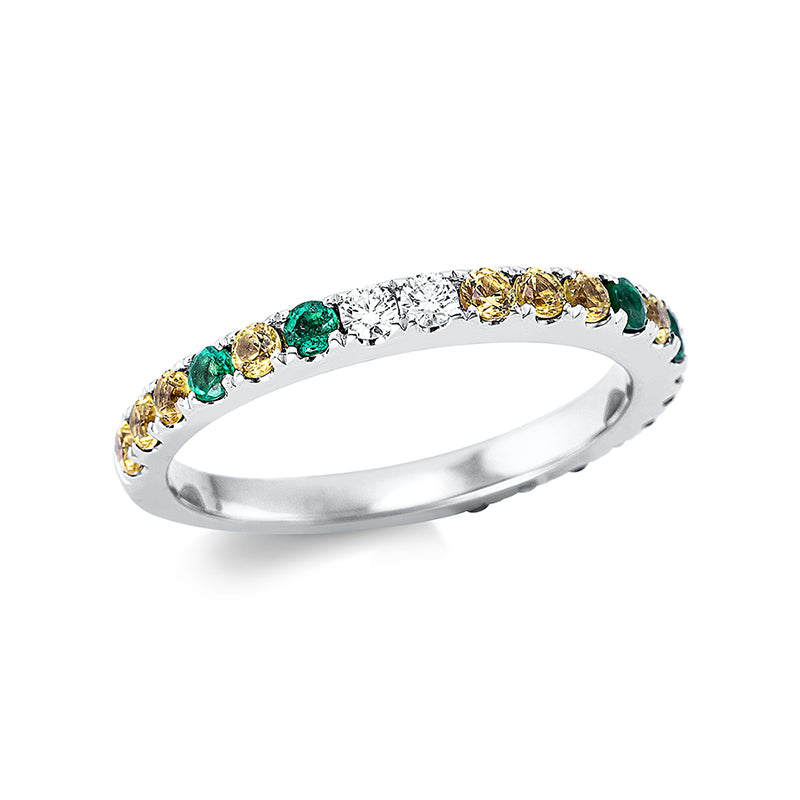 Ring mit Smaragd  aus 750/-18 Karat Weißgold mit 3 Diamanten 0