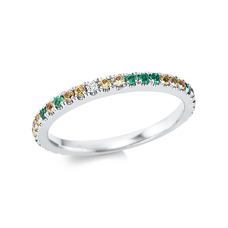 Ring mit Smaragd  aus 750/-18 Karat Weißgold mit 3 Diamanten 0