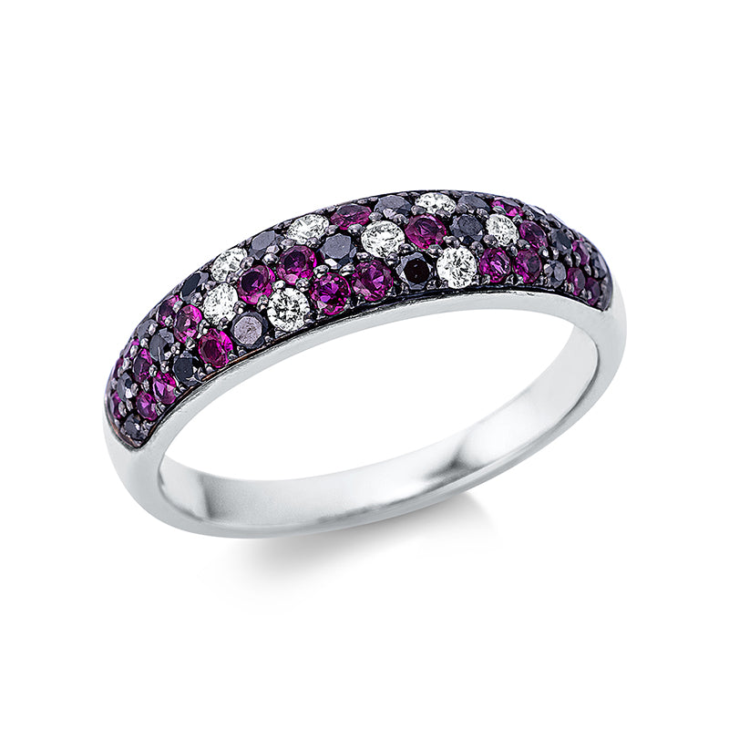 Ring mit Rubin  aus 750/-18 Karat Weißgold mit 26 Diamanten 0