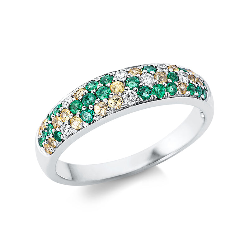 Ring mit Smaragd  aus 750/-18 Karat Weißgold mit 7 Diamanten 0