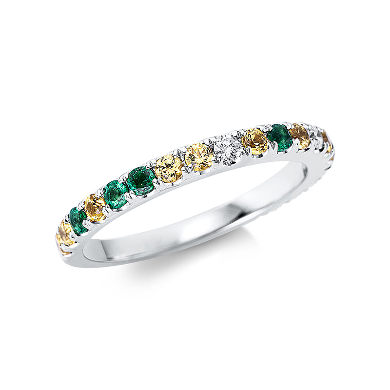 Ring mit Saphir  aus 750/-18 Karat Weißgold mit 2 Diamanten 0