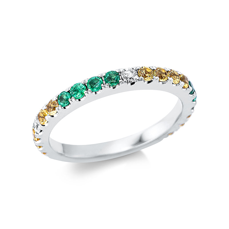 Ring mit Smaragd  aus 750/-18 Karat Weißgold mit 3 Diamanten 0
