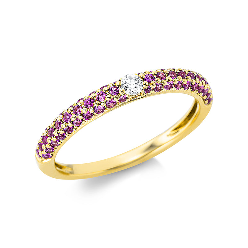 Ring mit Saphir  aus 750/-18 Karat Gelbgold mit 1 Diamant 0