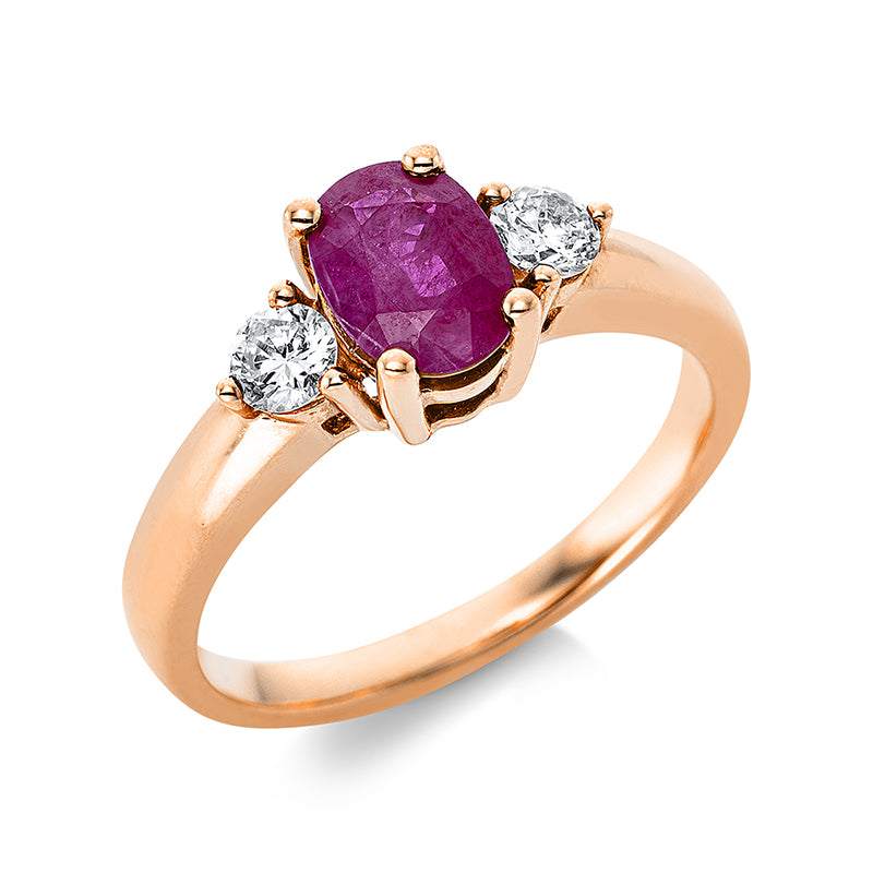 Ring mit Rubin  aus 750/-18 Karat Rotgold mit 2 Diamanten 0