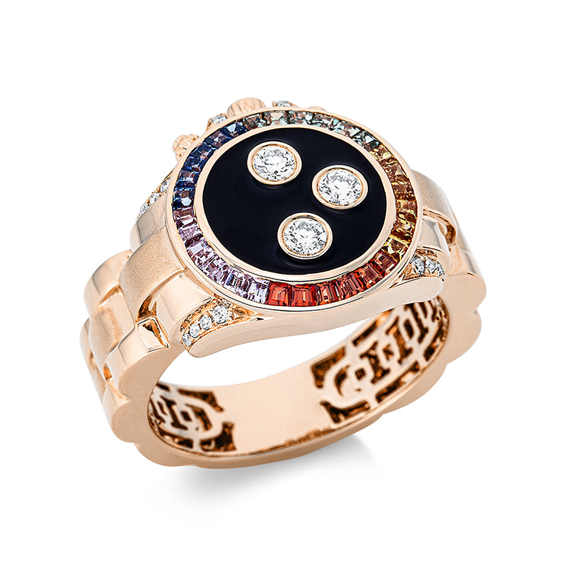 Ring mit Saphir  aus 750/-18 Karat Rotgold mit 21 Diamanten 0