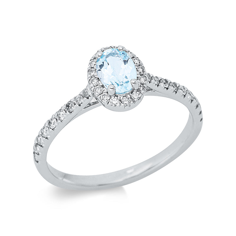 Ring mit Topas  aus 750/-18 Karat Weißgold mit 34 Diamanten 0