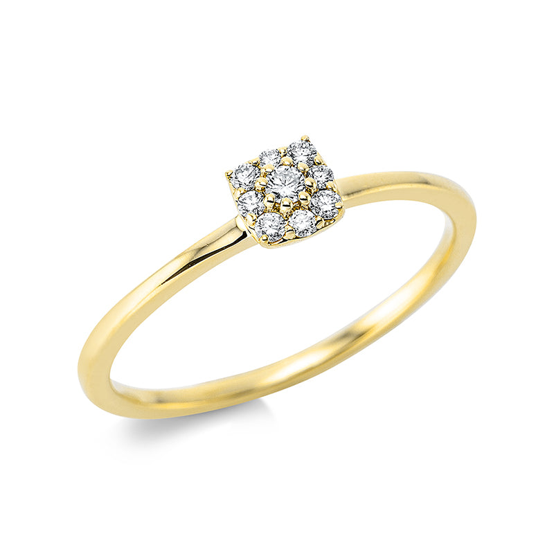 Ring    aus 750/-18 Karat Gelbgold mit 9 Diamanten 0