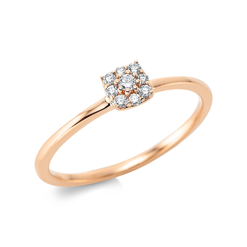 Ring    aus 750/-18 Karat Rotgold mit 9 Diamanten 0