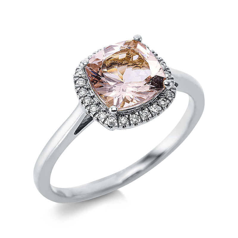 Ring mit Morganit  aus 750/-18 Karat Weißgold mit 24 Diamanten 0