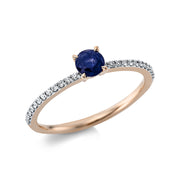 Ring mit Saphir  aus 750/-18 Karat Rotgold / Weißgold mit 24 Diamanten 0