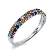 Ring mit Farbstein  aus 750/-18 Karat Weißgold mit 2 Diamanten 0