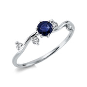 Ring aus Gold mit Diamanten mit Saphir, Fassung rhodiniert - 1CP67