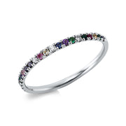 Ring mit Farbstein  aus 750/-18 Karat Weißgold mit 8 Diamanten 0