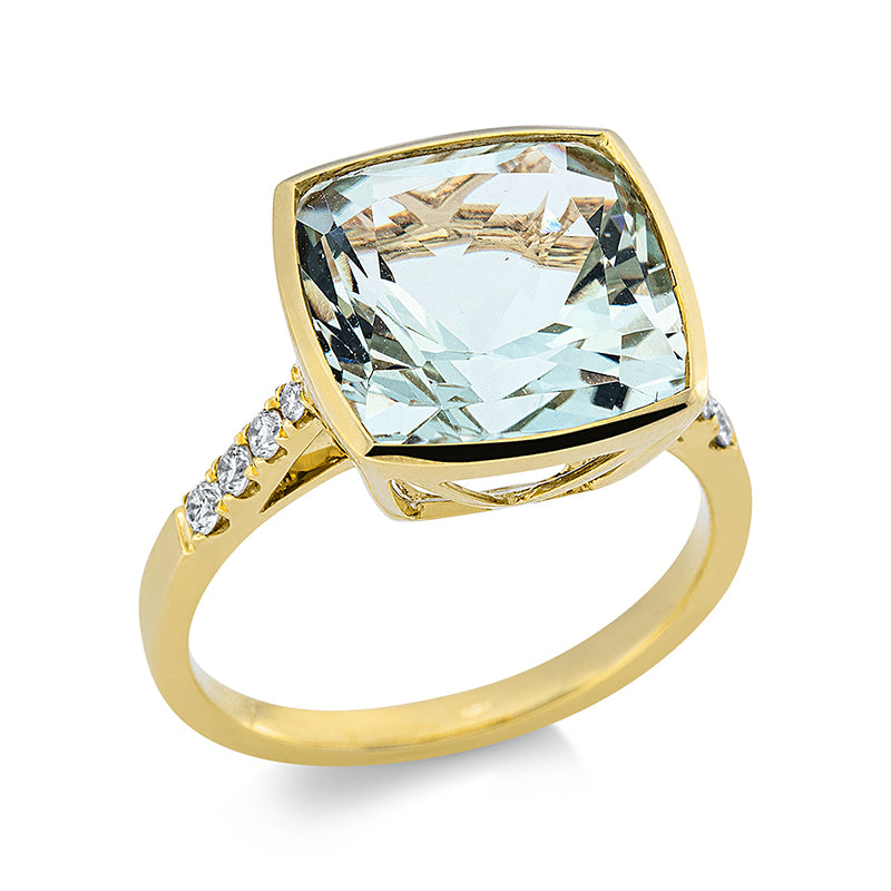 Ring mit Amethyst  aus 750/-18 Karat Gelbgold mit 8 Diamanten 0