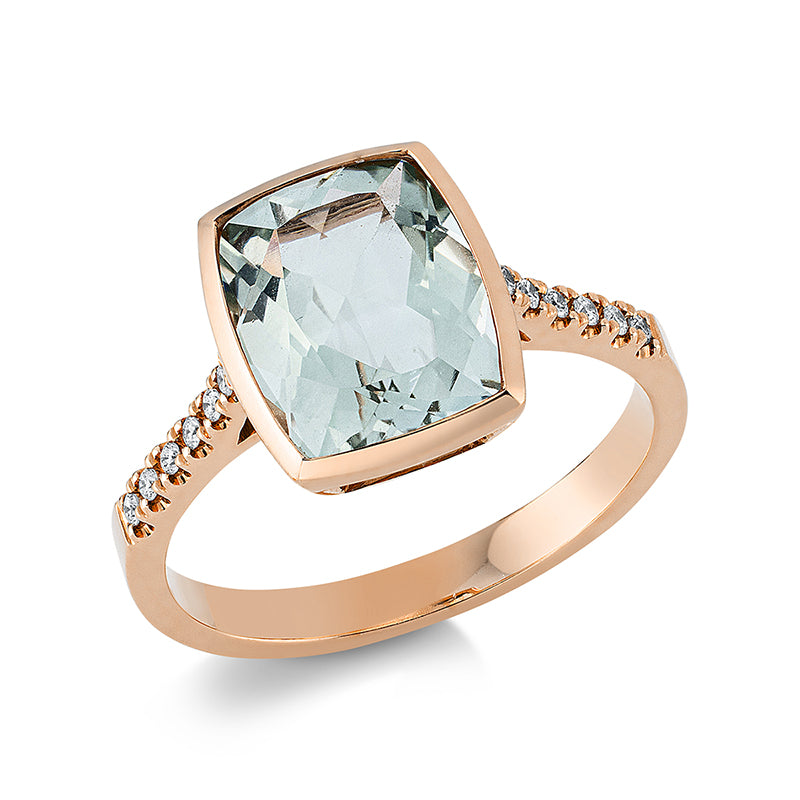 Ring mit Amethyst  aus 750/-18 Karat Rotgold mit 12 Diamanten 0