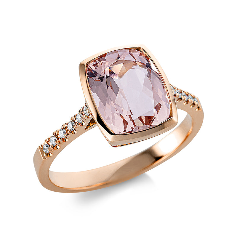 Ring mit Morganit  aus 750/-18 Karat Rotgold mit 12 Diamanten 0