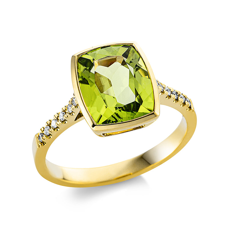 Ring aus Gold mit Diamanten mit Peridot - 1CQ61
